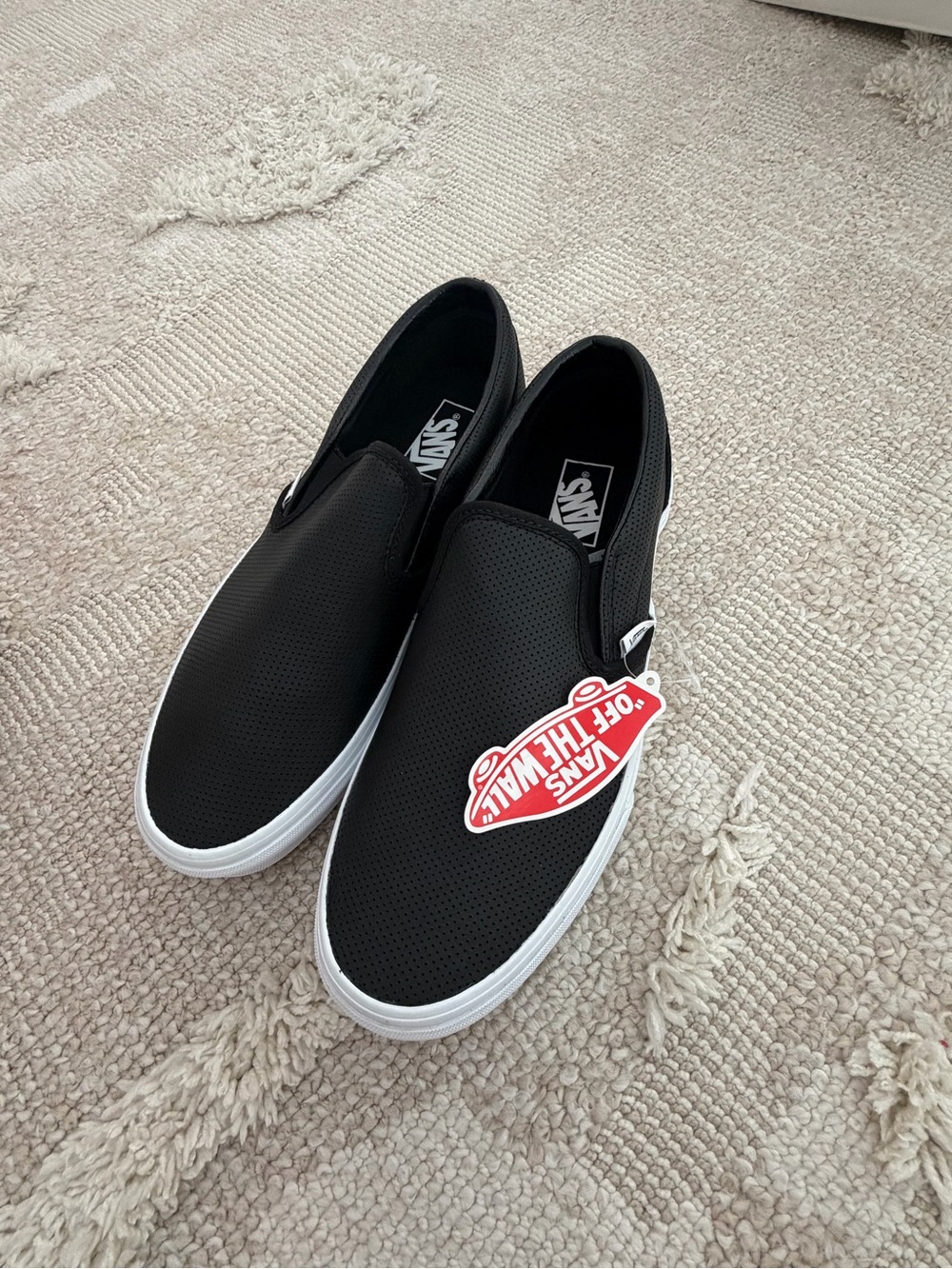 Vans Slip-On Perforated Leather Slip Ons - Black/White